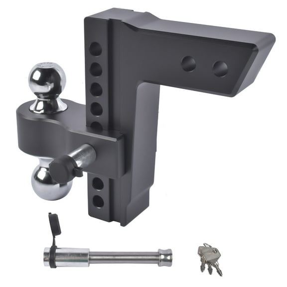 Mustrod Fits 2.5" Receiver Aluminum Trailer Hitch Adjustable 8" Drop/Rise 2" & 2-5/16" Balls 18500LBS w/2 Locks