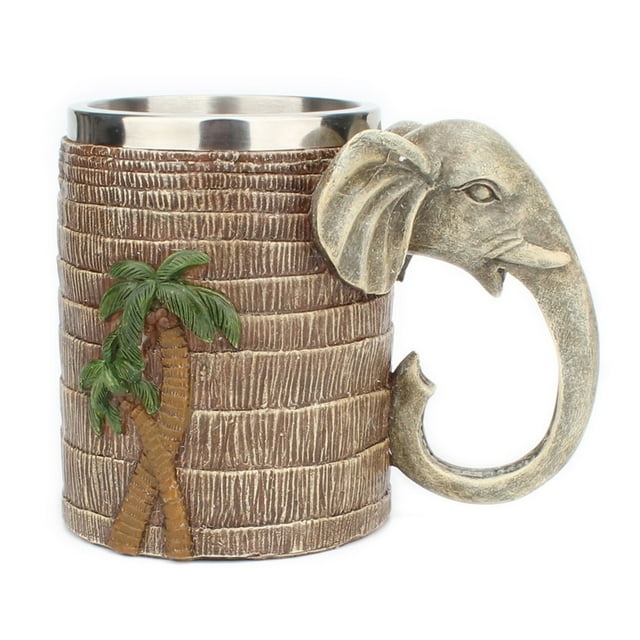 Taza Taza de elefante de árbol de coco, tazas resistentes al calor para adornos de cocina para sala de estar Tmvgtek Libre de BPA