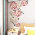 thumbnail image 1 of Pegatinas de papel para pared, diseño de flores de peonía, decoración de dormitorio, calcomanía artística multifuncional, 1 of 9