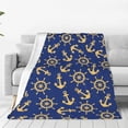 thumbnail image 1 of Fotbe Anchors and Nautical Manta de Franela Acolchonada con Estampado, Súper Suave y Esponjosa, Extra Grande para Sofá, Cama, Uso Todo el Año-60"x50", 1 of 7