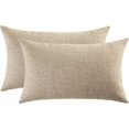 thumbnail image 2 of Set of 2 Lumbar Linen Pillow Covers 12x20 Inch Rustic Oblong Decorative Throw Pillow Covers for Sofa Couch Farmhouse Home Decorations, 2 of 6