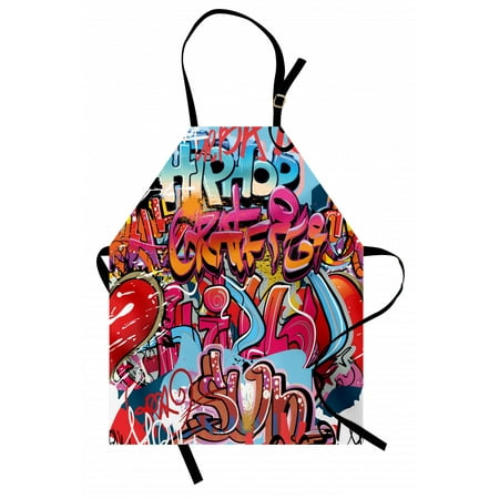 

Graphic Apron Hip Hop Street Culture Harlem New York City Wall Graffiti Art Spray Artwork Image Unisex Kitchen Bib Apron with Adjustable Neck for Cooking Baking Gardening Multicolor by Ambesonne
