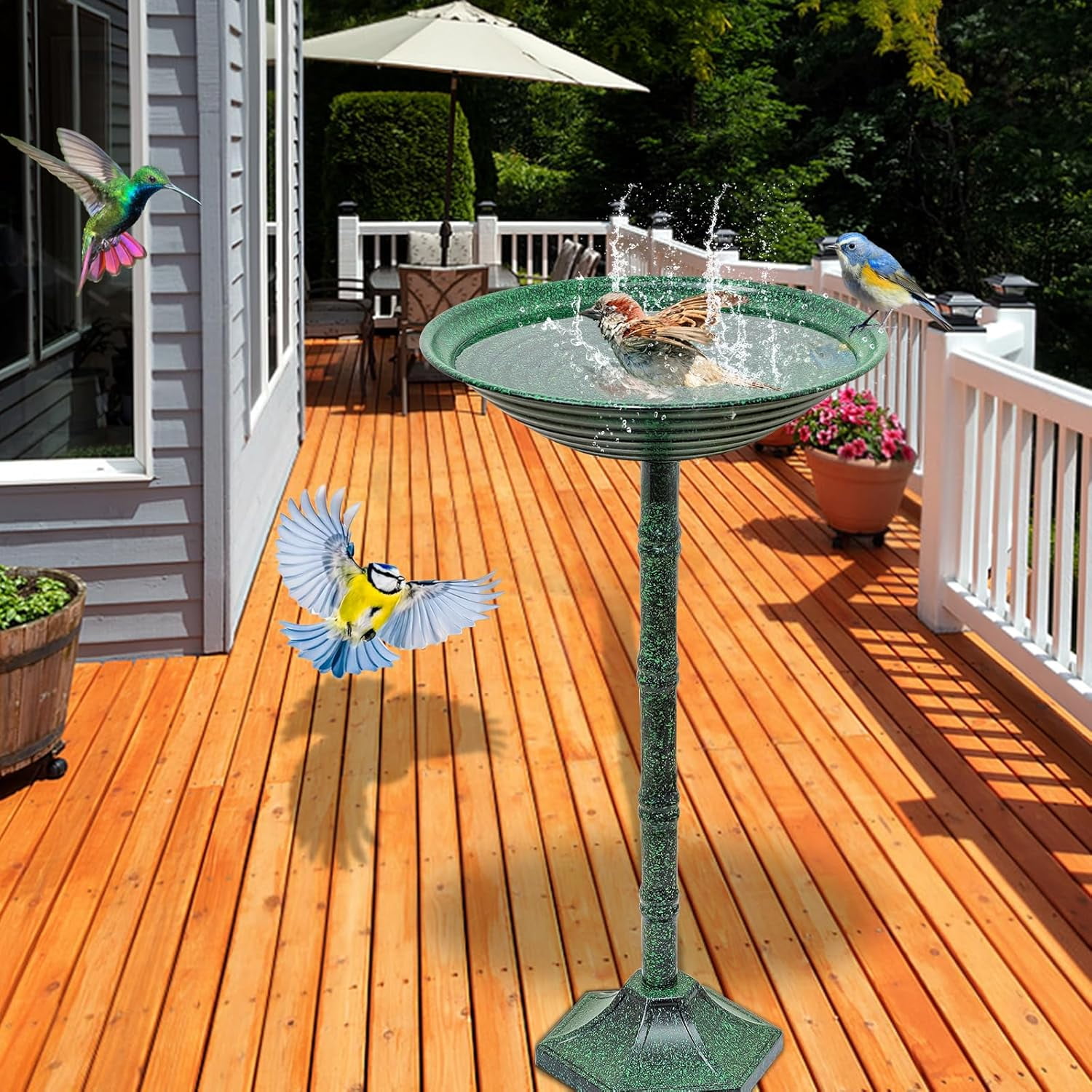 Bird Bath for Outside with Pedestal, Vintage Freestanding Garden  Birdbaths & Birdfeeder, Birdbaths Bowl Bird Baths for Outdoors Yard Garden Lawn Decor, Upgrade Dual-use Base