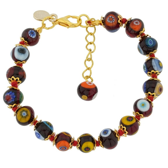 GlassOfVenice Murano Glass Mosaic Bracelet - Burgundy