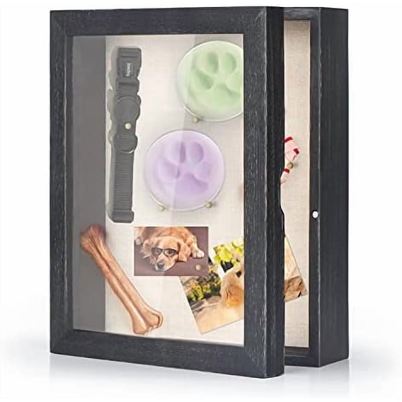Shadow Box Frame 8x10 Shadow Box Display Case with Linen Back Memorabilia Awards Medals Photos Memory Box Gift Rustic Black