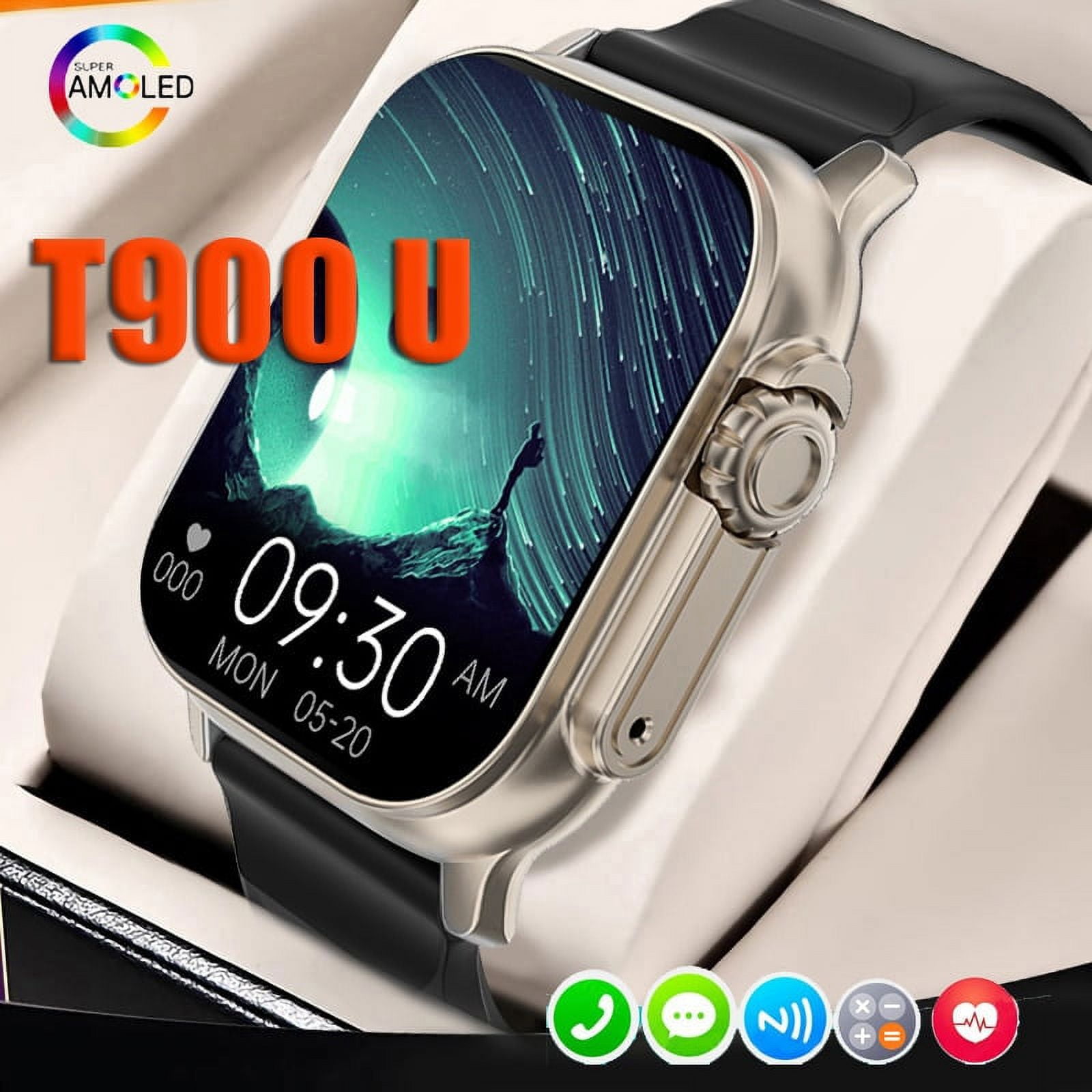 T900 Boitier Montre Video Montre Connectée T900 Ultra Gris Au