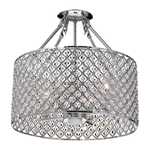 Marya 4 Light Chrome Round Shade Crystal Semi Flush Mount Chandelier Ceiling Fixture Beaded Drum Com - Beaded Light Fixture Semi Flush Mount Ceiling Fixtures Marya 4 Light Chrome Round Shade Crystal Semi Flush Mount Chandelier Ceiling Fixture Beaded Drum Com - Beaded Light Fixture Semi Flush Mount Ceiling Fixtures