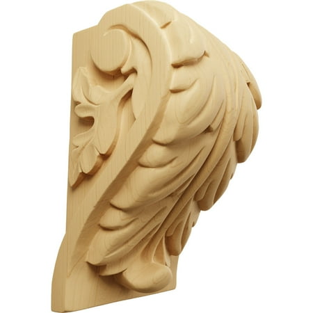 Ekena Millwork 4 1/2"W x 3 3/4"D x 7"H Extra Large Acanthus Leaf Block Corbel, Alder