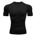 thumbnail image 2 of ZXLBBD Mens T Shirts Quick-Dry Raglan Short Sleeve Workout Shirts Stretch Fit Crew Neck Summer Sports Athletic T Shirts for Man Dailywear,Black,L, 2 of 3