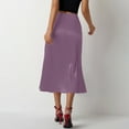 thumbnail image 5 of MGCWSH Women's Satin Maxi Skirt High Waist Elastic A Line Fishtail Elegant Work Elastic Long Skirts Purple, 5 of 5