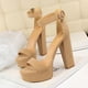 thumbnail image 4 of Zapatos de tacón alto para mujer, gruesos, superdelgados, sexys, para discoteca, con plataforma impermeable, con hebilla de cinturón abierto, 4 of 5