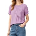 thumbnail image 6 of Lmueinov 2026 Summer Women's Floral Embroidery Cotton Linen Tops, Short Sleeve Crew Neck Casual Loose Blouses M-4XL, 6 of 6