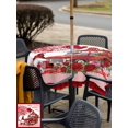 thumbnail image 4 of Outdoor Tablecloth with Umbrella Hole and Zipper, Red Valentine's Day Square Table Cloth 54x54 Inch Waterproof Tablecloth, Romantic Love Heart Roses Gnomes Plaid Picnic Table Cover for Patio Camping, 4 of 7