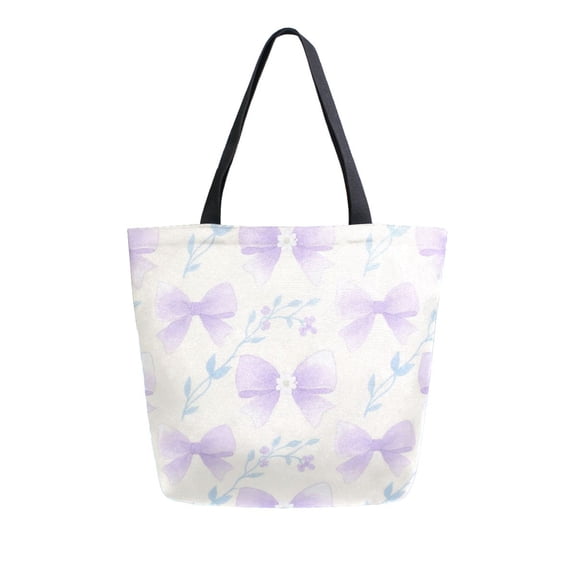 Large Opening Canvas Tote Bag Thickened Canvas Shopping Bag Commuter Handbag Multi-color Available Mauve Bows Clip Art