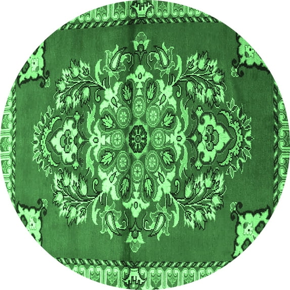 Ahgly Company Indoor Round Persian Emerald Green Traditional Area Rugs, 4' Round