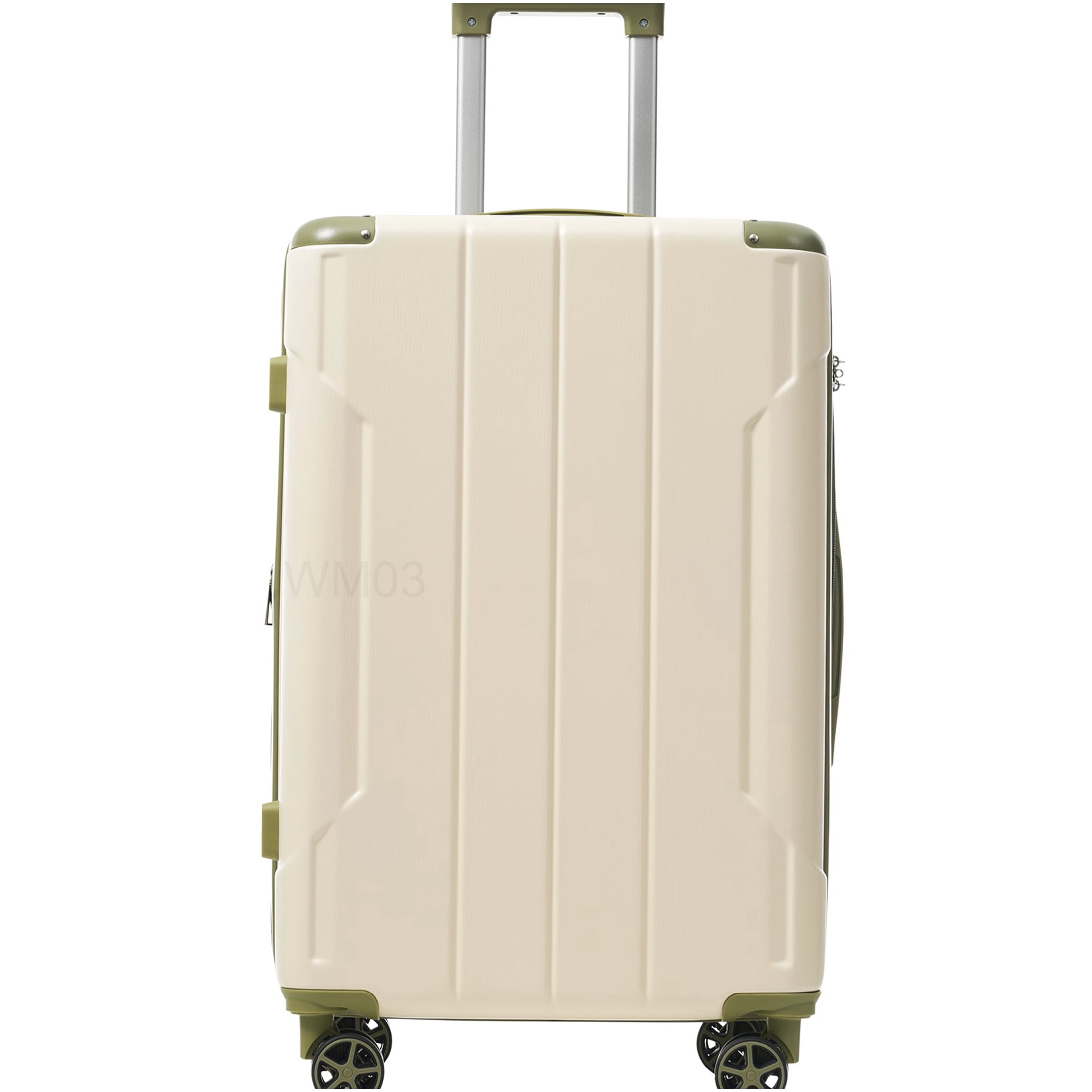Expandable 24 Inch Hardshell Suitcase, White and Green TSA Lock Luggage with 4 Double Spinner Wheels