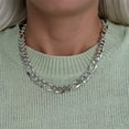thumbnail image 4 of Silverly Men's Women's 925 Sterling Silver Solid Figaro Chain 10 mm Lobster Necklace, 45-51 cm, 4 of 4