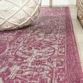thumbnail image 7 of JONATHAN Y SANTA MONICA 5' Square Area Rug, Tela Bohemian Textured Weave Floral - Fuchsia/Light Gray, SMB100G-5SQ, 7 of 7