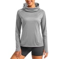 thumbnail image 3 of QATAINLAV Women's Sun Protection Hoodie with Face Mask Summer Lightweight Rash Guards UPF 50+ Thumb Holes Long Sleeve Workout Tops Gray XXL, 3 of 7