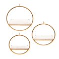 thumbnail image 1 of S/3 METAL & WOOD WALL SHELVES, GOLD/WHITE, 1 of 4