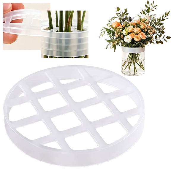 BESEW7 Reusable Silicone Flower Arranging Grid, Stretches Over Vase Rim, for Floral Supplies Small Vases Home Table Decor White 1PC