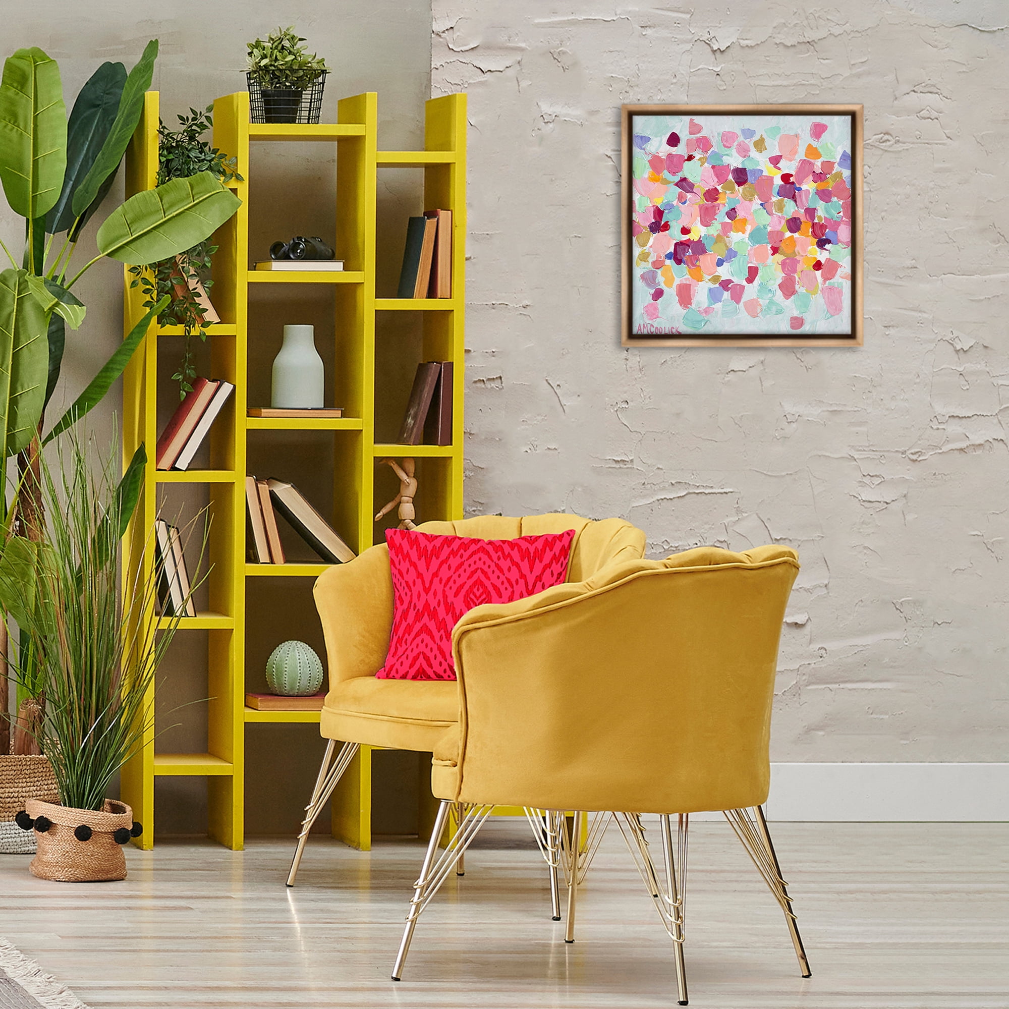 Stupell Industries Pastel Hue Splotches Abstract Painting Brown Floater Framed Canvas Art Print Wall Art, 18 x 18