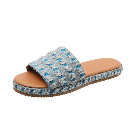 

Youmylove Summer Leisure Floral Flat Bottomed Slipper With Square Head Leisure Comfort Cozy Daily Walking