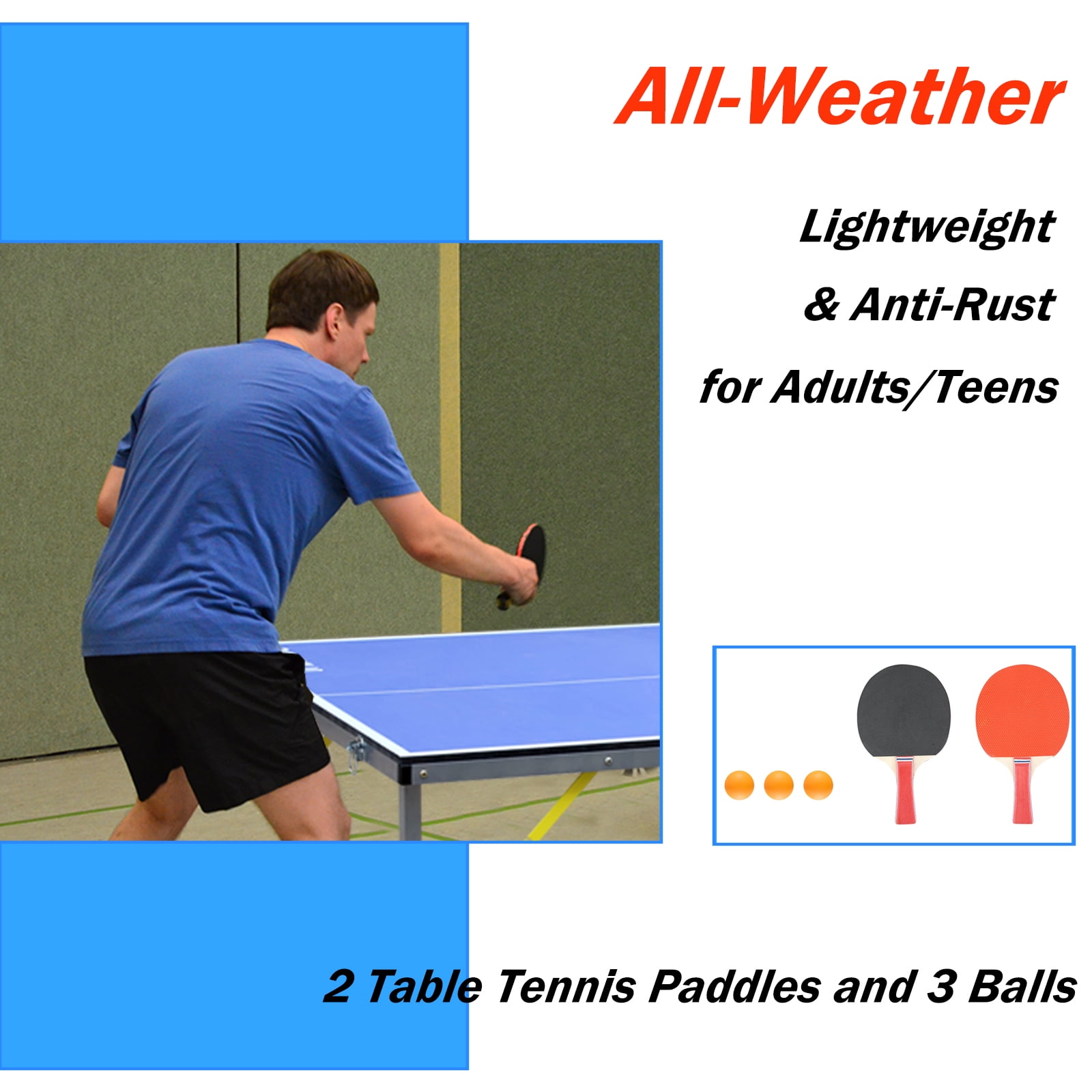 Leuco 6 x 3 Ft Table Tennis Table Mid-Size– Indoor/Outdoor Portable Table