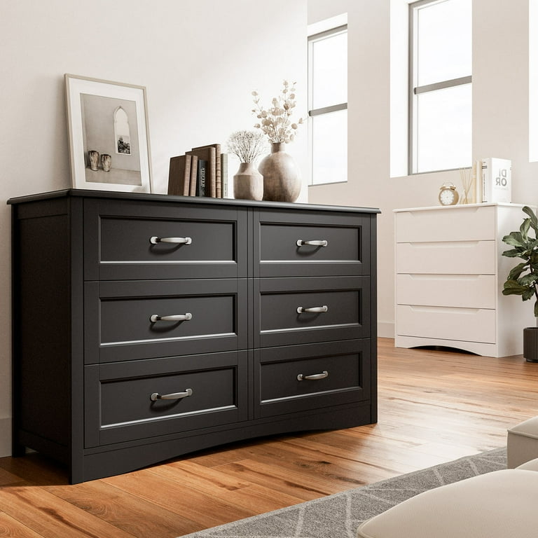black brown dresser Retro Wide Wood 2 Drawer with Storage Cabinet, Like it The Foyland Black / Brown