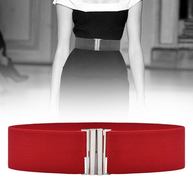 Cinturón Elástico Ancho para Mujer perfecl Cinturón Informal Elegante Cinturón Ceñido para Vestido Rojo