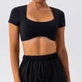 thumbnail image 6 of OSOLU Women Short Sleeve Crop Tops Yoga T-Shirt Tshirts Tee Bare Feel Solid Color For Running & Fitness Soft Dailywear, 6 of 7