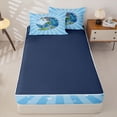 thumbnail image 4 of Castle Fairy Cartoon Skeleton Surfer Zipper Twin Comforter Sets with Fitted Sheet and 2 Pillowcases,Beer Wave Starburst Beach Graphic Zipper Bedding Set,Sky Blue,Navy Blue Reversible,4-Piece, 4 of 6