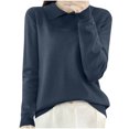 thumbnail image 2 of Hot6sl Women's Fashion Casual Round Neck Solid Color Loose Base Knitted Sweater Top, 2 of 4