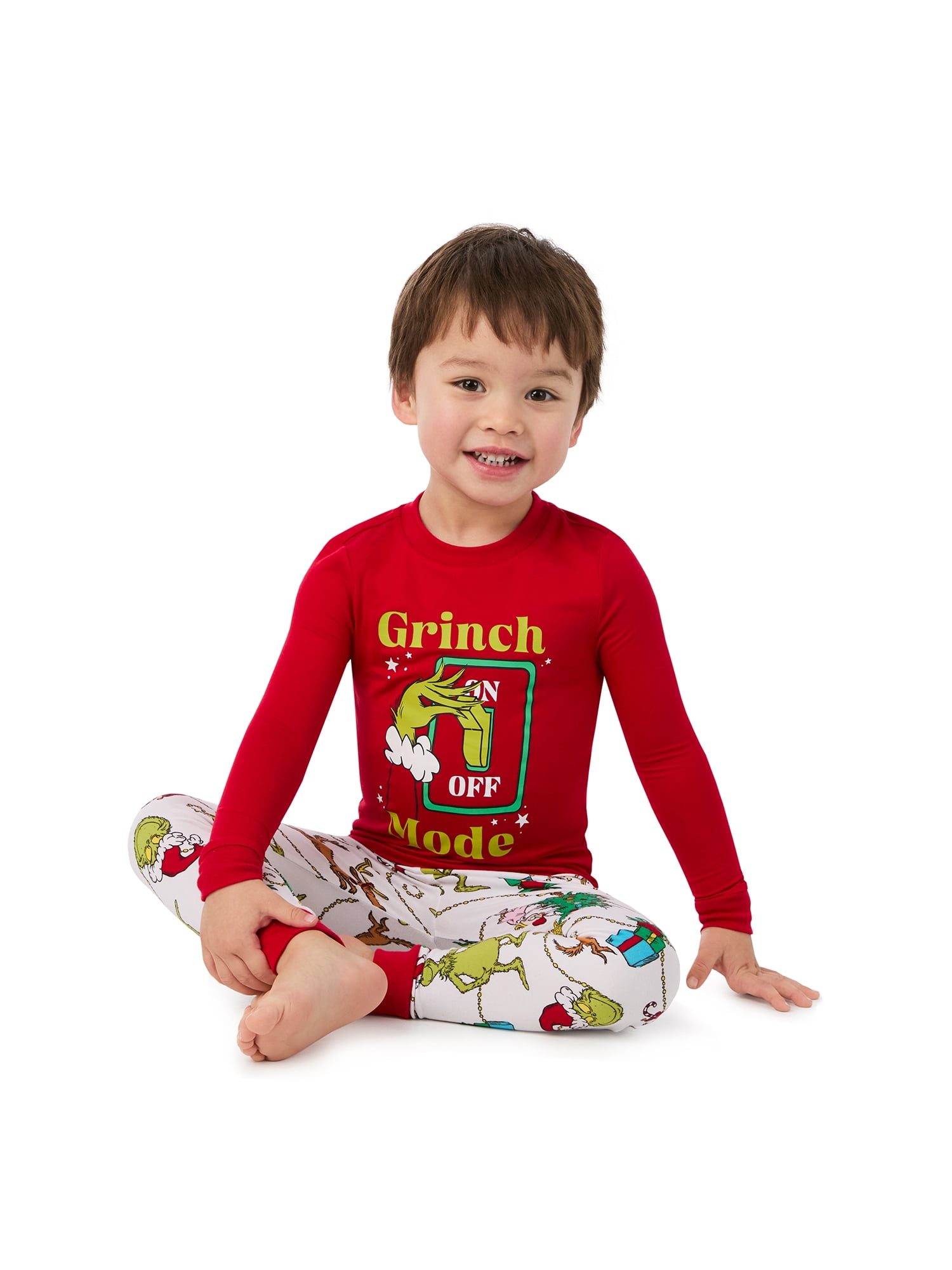 Dr. Seuss Grinch Unisex Toddler Matching Family Pajamas Top and Pants Set, 2-Piece, Sizes 2T-5T