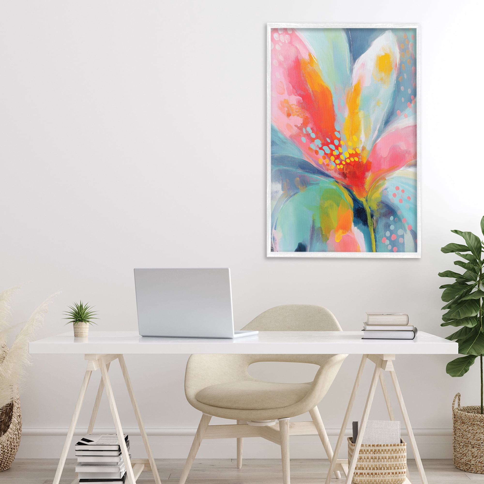 Stupell Industries Dotted Bloom Expression White Framed Giclee Art, design by Chromatic Storm Studio