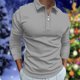 thumbnail image 4 of Gibobby Camisas polo Camisa informal con cremallera sólida para hombre, blusa con cuello vuelto, camisa de manga larga, camisa informal a la moda(Gris,CH), 4 of 5