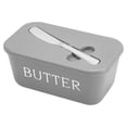thumbnail image 3 of BUTOMKY Butter Dish with Lid - Plastic Butter Storage Container, Large Countertop Butter Keeper for Refrigerator & Kitchen (Includes Butter Knife) White Grey, 3 of 8