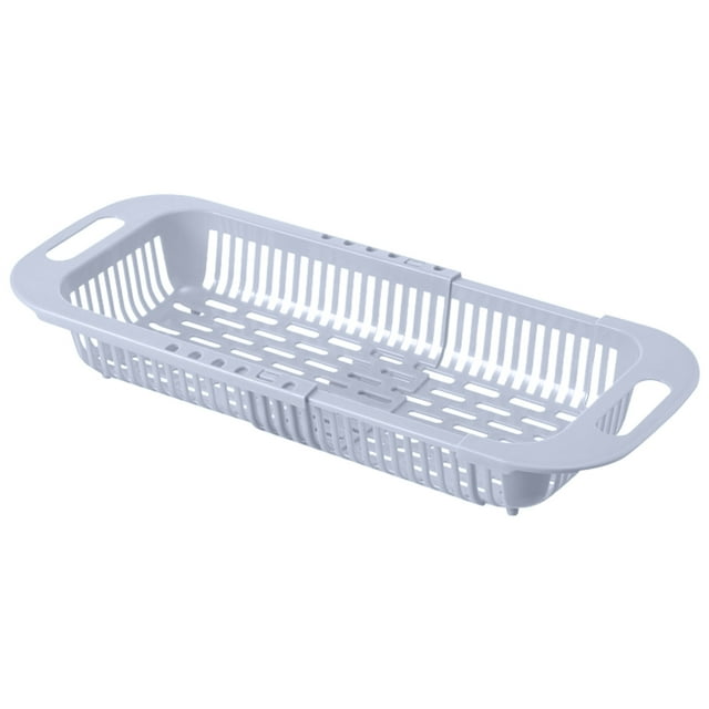 Oleegame 1PC Shower Soap Dish With Hook Household Retractable Vegetable Sink Drain Basket Kitchen Sink Drain Rack Gray