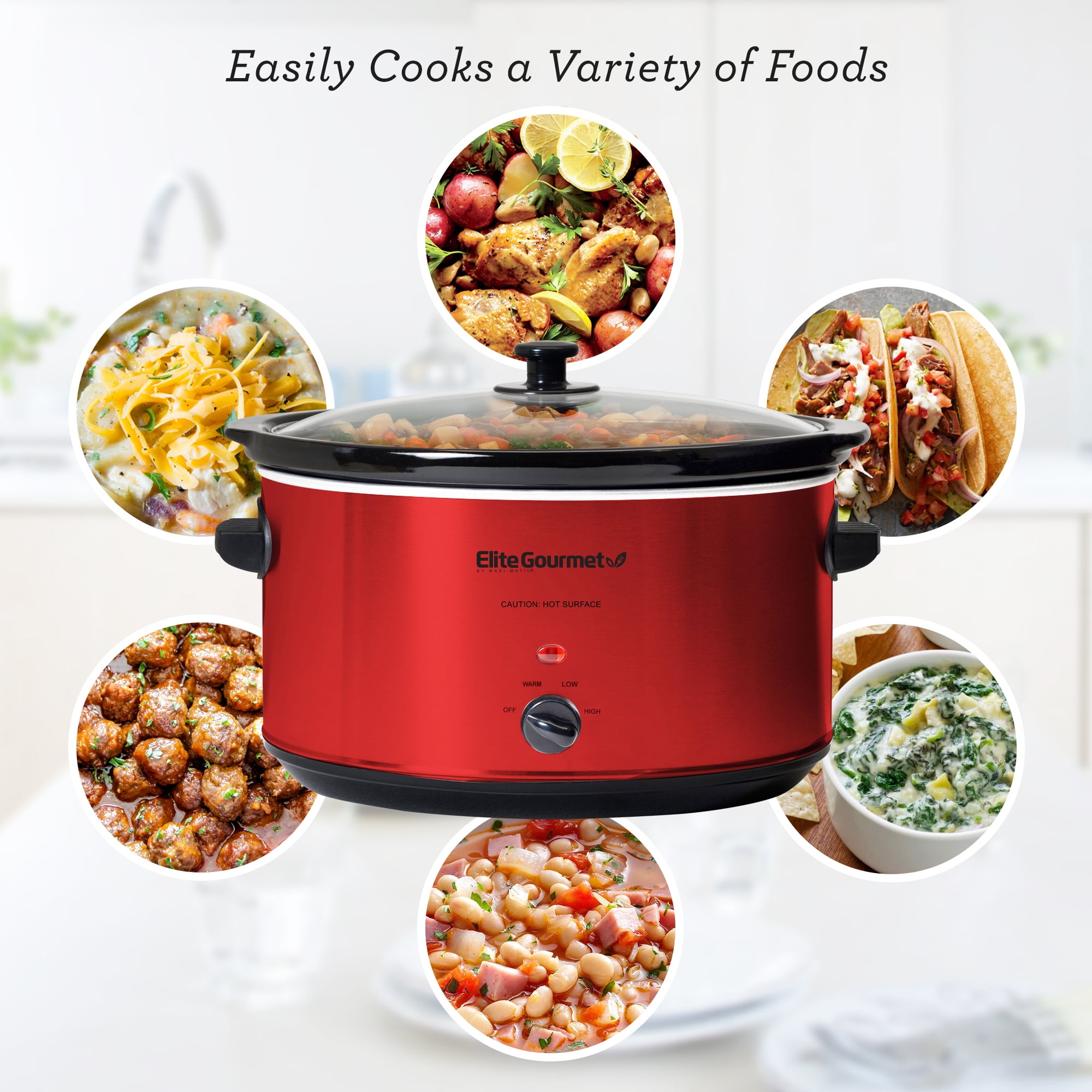 8.5 Qt. Programmable Stainless Steel Slow Cooker – Shop Elite Gourmet -  Small Kitchen Appliances