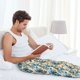 thumbnail image 5 of Fotbe Vintage Blue Flowers Pantalones de Pijama para Hombre, Pantalones de Dormir, Pantalones de Casa con Cintura Ajustable y Bolsillos-X-Large, 5 of 6