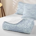 thumbnail image 4 of Homewish Spooky Halloween Skull Bed Spread Queen,Vintage Damask Queen Coverlet Set,Blue,3pcs, 4 of 7