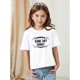 thumbnail image 1 of "Game Day Sunday" Girls' Soft Cotton T-Shirt - Casual & Comfy, Crew Neck, Short Sleeve with Rugby Print - Perfect for Summer, 1 of 6