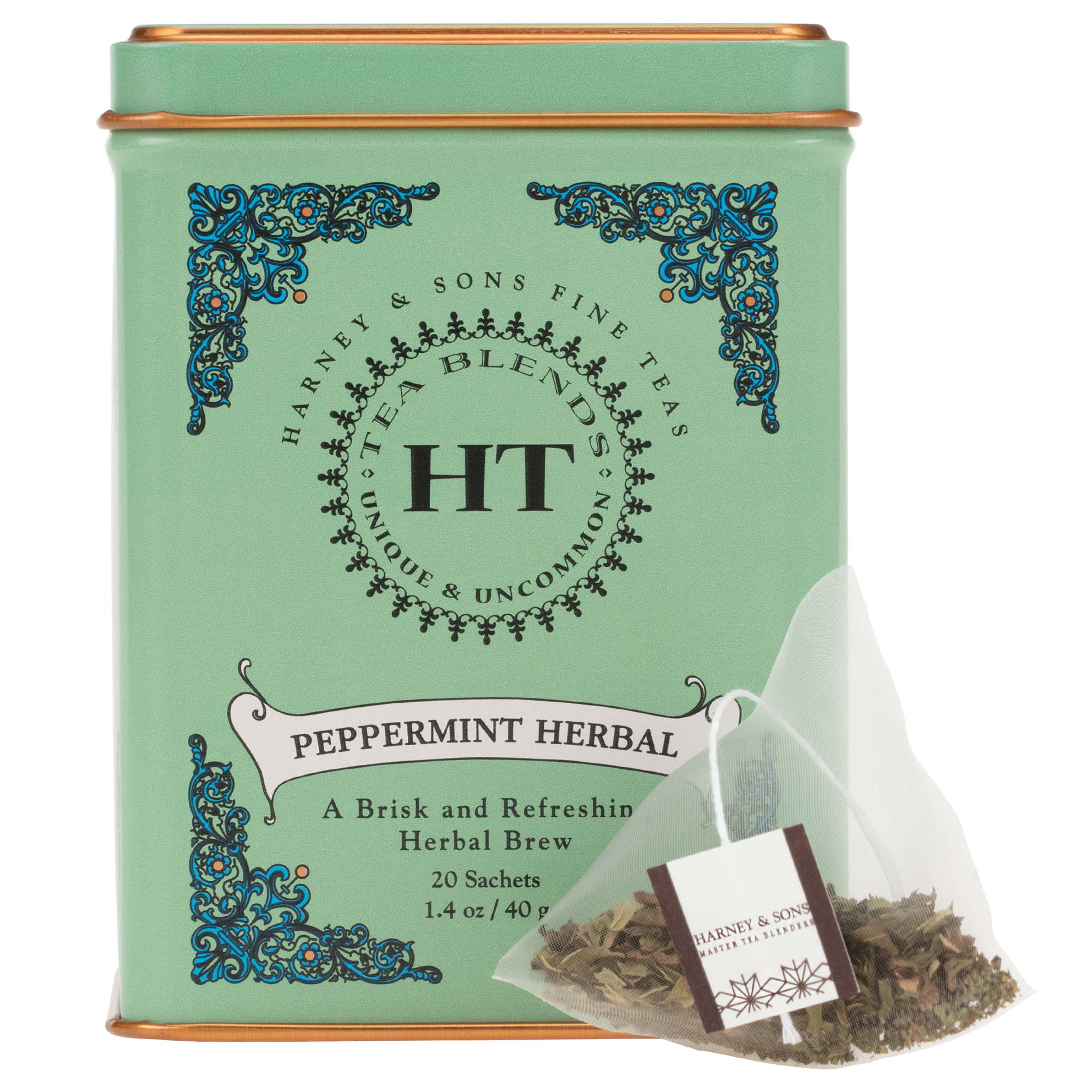 Harney & Sons Peppermint Herbal Tea, Caffeine Free, 20 Count Tin, Peppermint Herbal