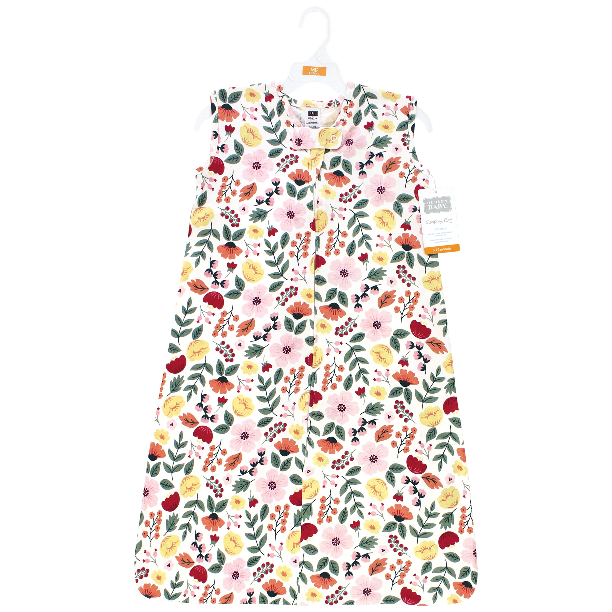 Hudson Baby Infant Girl Cotton Sleeveless Wearable Sleeping Bag, Sack, Blanket, Fall Botanical, 0-6 Months