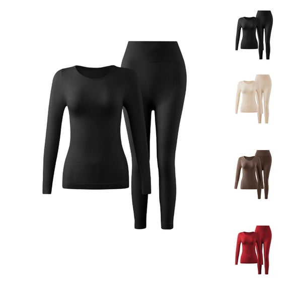 Naittoop Women's Seamless Thermal Underwear Set Winter Lightweight Long Sleeve Soft Base Layer Tops for Women Cold Weather