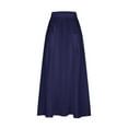 thumbnail image 4 of Cavosen Skirts for Women Midi Length Elastic Waist Solid Color Casual Skirts Elegant Lightweight Flowy Trendy Calf Length Skirts with Pocket Work Loose Fall Winter Clothes Blue, 4 of 5