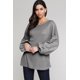 thumbnail image 3 of ABPHQTO Top de manga hinchada informal gris suelto para mujer, 3 of 5