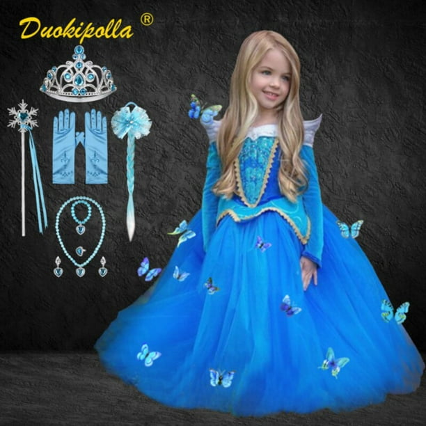 Disfraz de Bella Durmiente para Halloween vestido de Aurora para ninas vestido esponjoso rosa con hombros descubiertos vestido de princesa de hadas de lujo Fivean unisex Walmart en linea