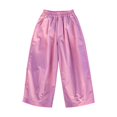 thumbnail image 5 of CPNG Girls Wide Leg Pants Solid Color Elastic Waist Casual Cropped Pants Trendy Baggy Lightweight Breathable Streetwear, 5 of 7