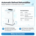 thumbnail image 4 of Kesnos 2,500 Sq. Ft. 30 Pint Dehumidifier for Bedroom & Basement, Ultra-Quiet Portable Dehumidifier with 4 Modes, Auto Defrost, 10 Pint DOE, 4 of 11